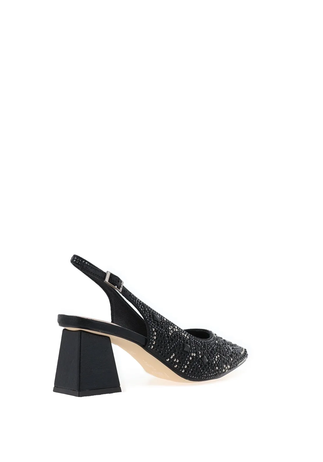 Menbur Diamante Embellished Block Heels, Black