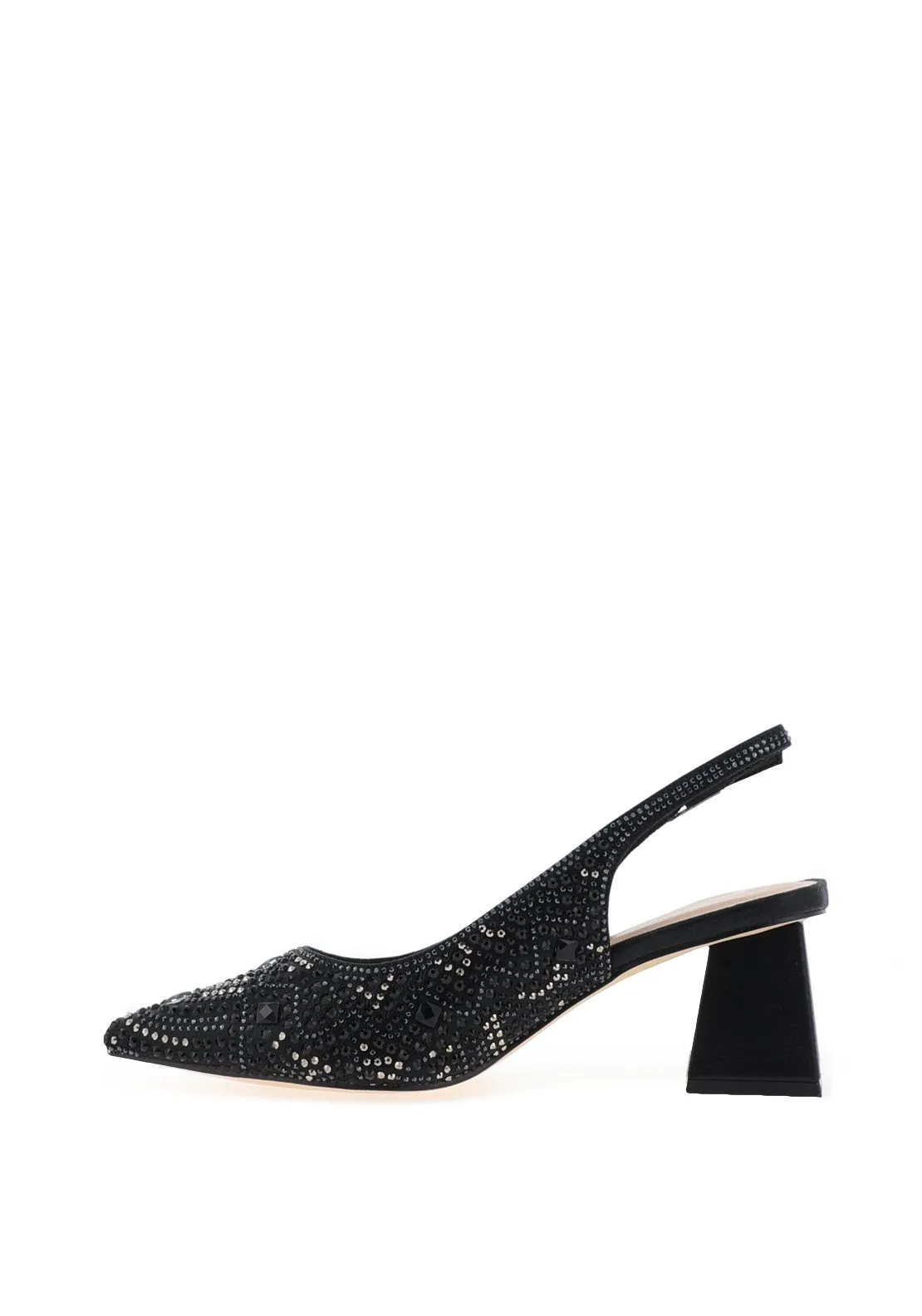 Menbur Diamante Embellished Block Heels, Black