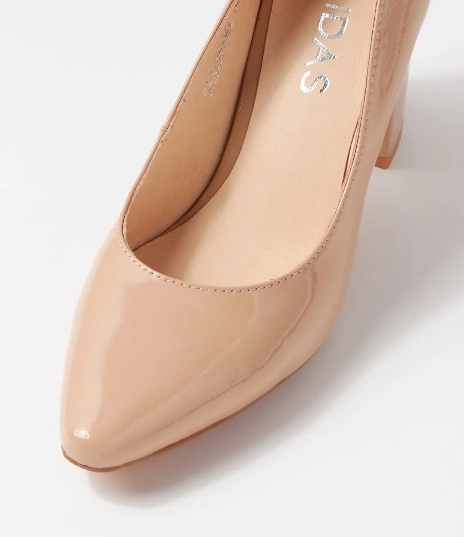 MIDAS Sabine Nude Patent Leather Heels