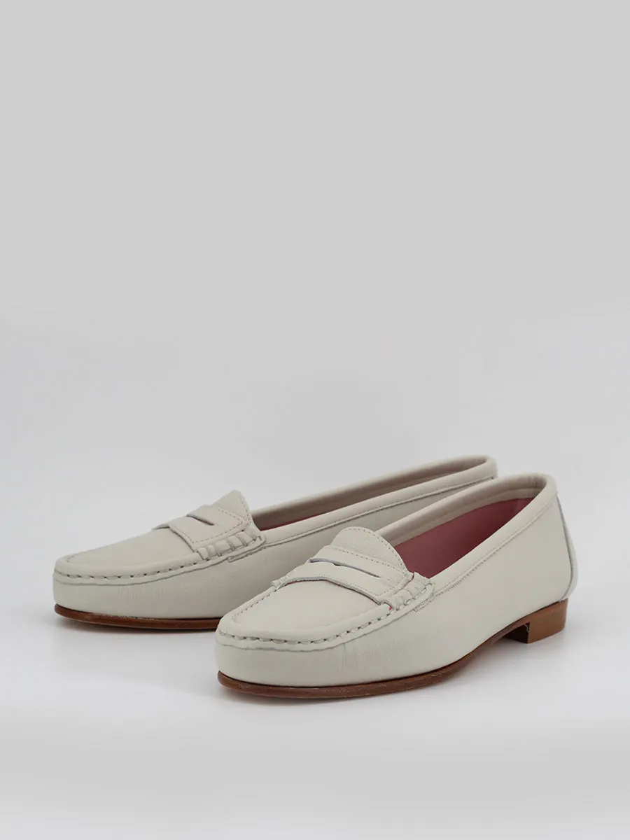 White leather women's Roma loafers