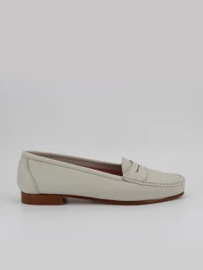 White leather women's Roma loafers