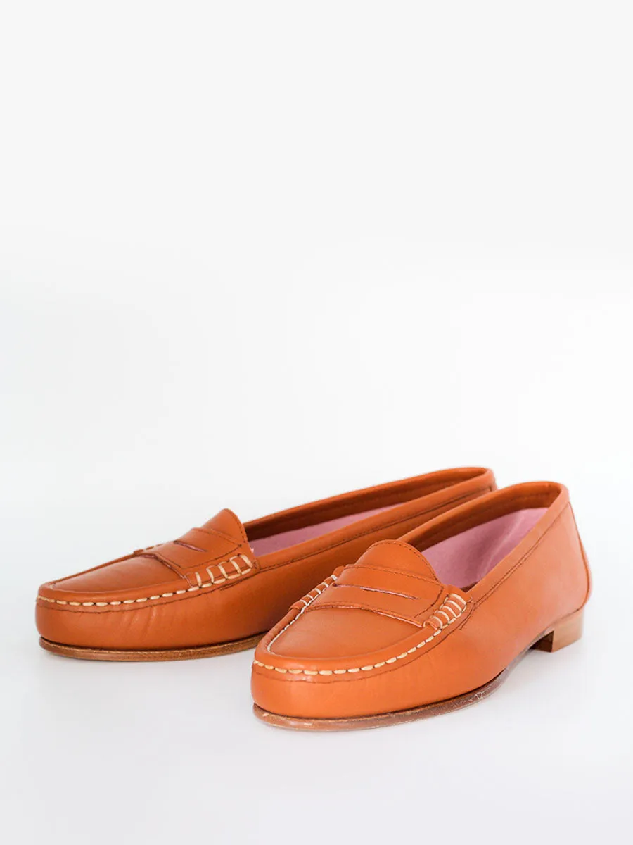 women's leather Roma moccasins in tan color