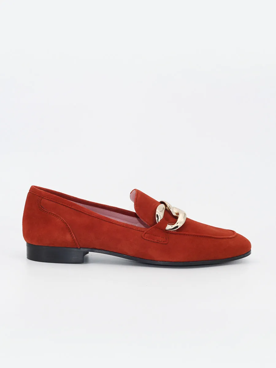 women's terracotta suede Trapani loafers