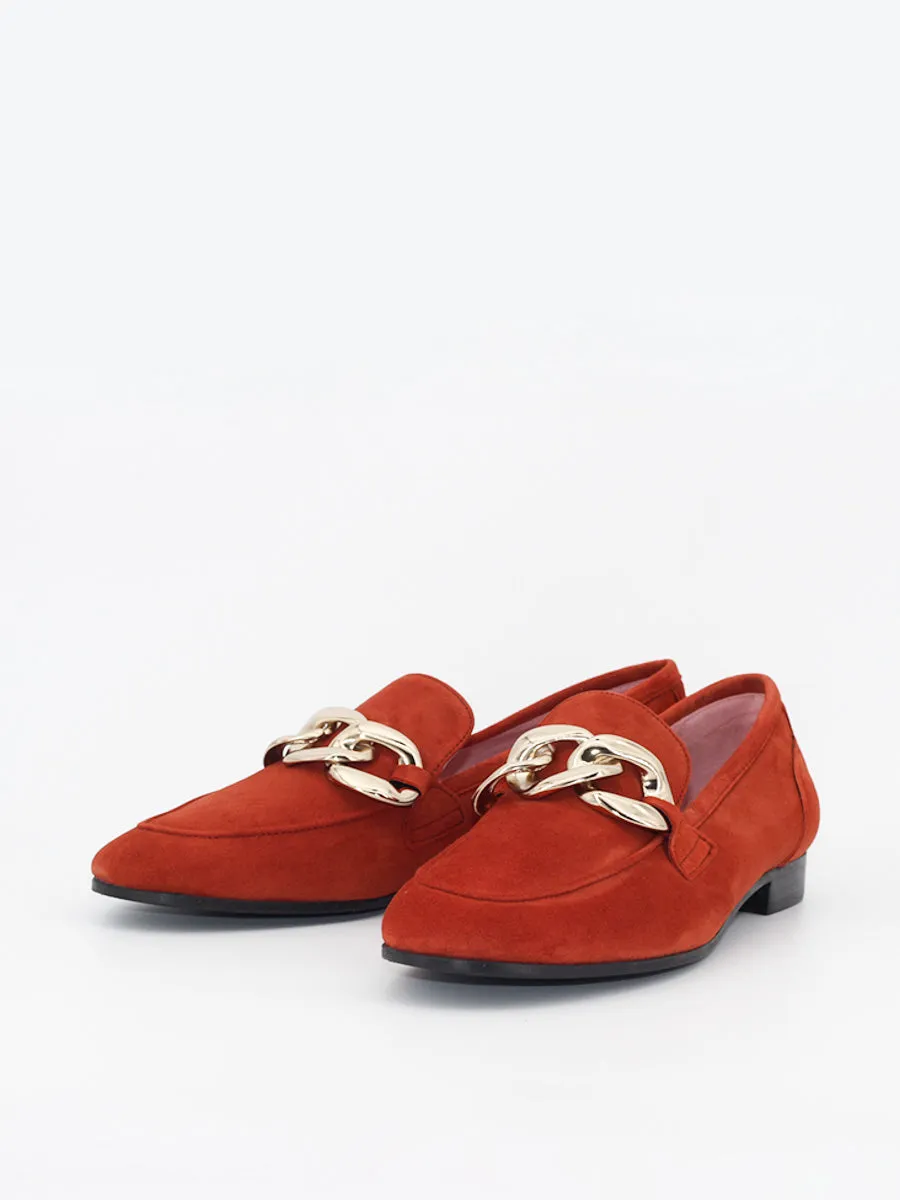 women's terracotta suede Trapani loafers