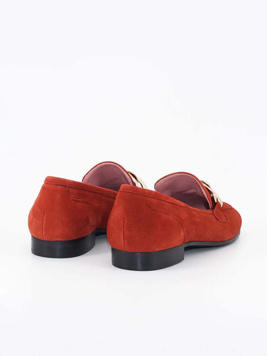 women's terracotta suede Trapani loafers