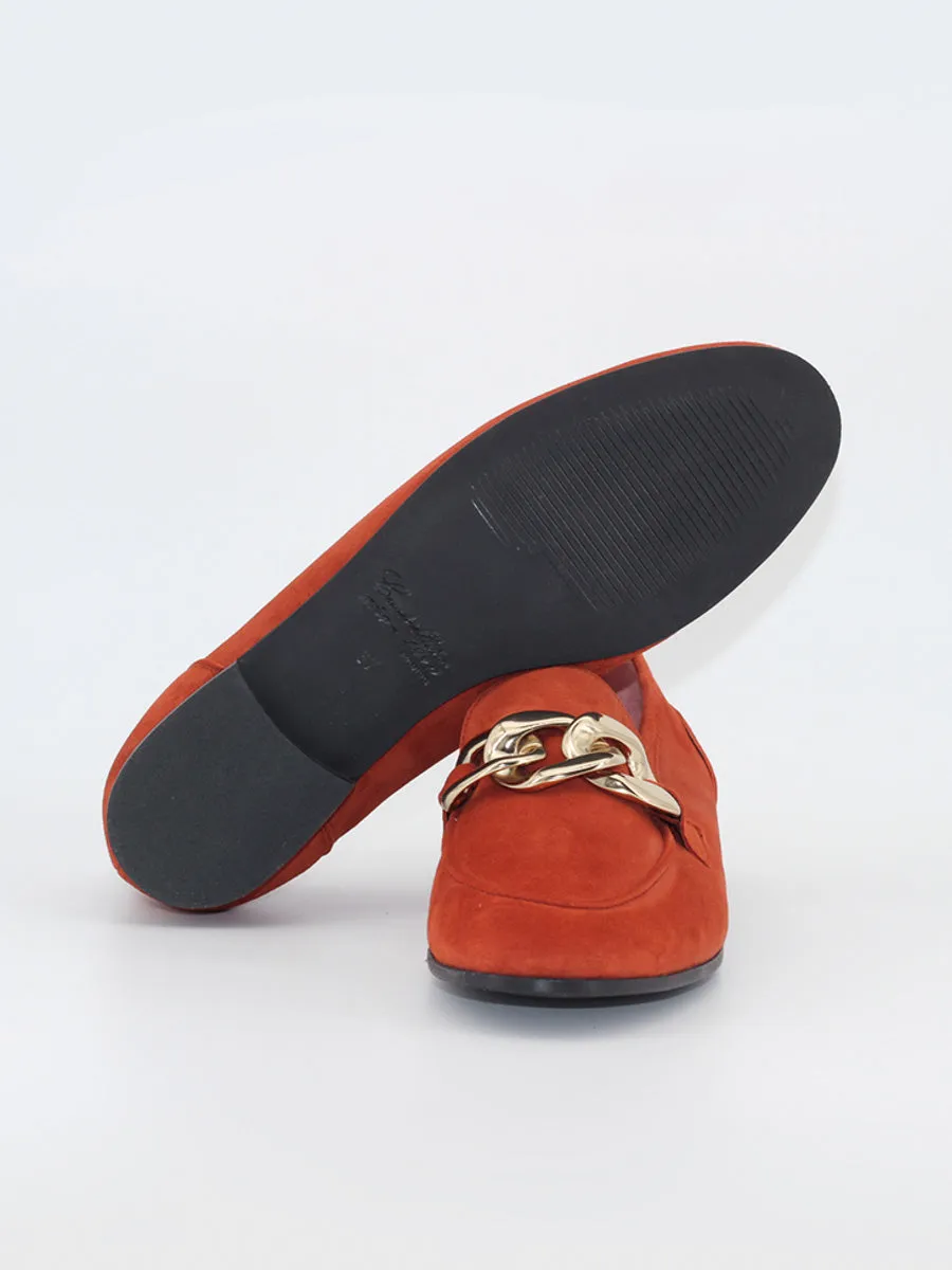 women's terracotta suede Trapani loafers