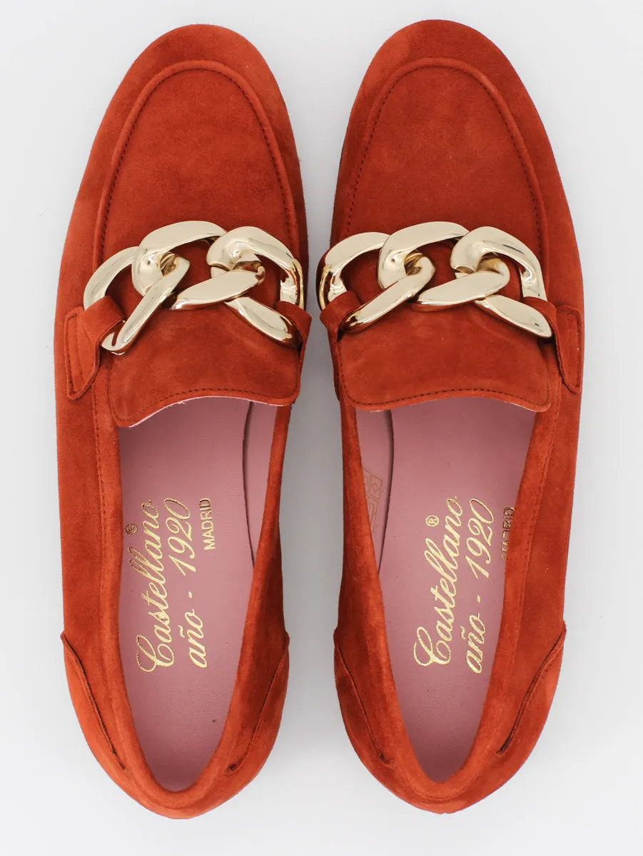 women's terracotta suede Trapani loafers