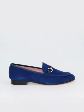 Blue Navy Suede Leather Genoa Loafers.