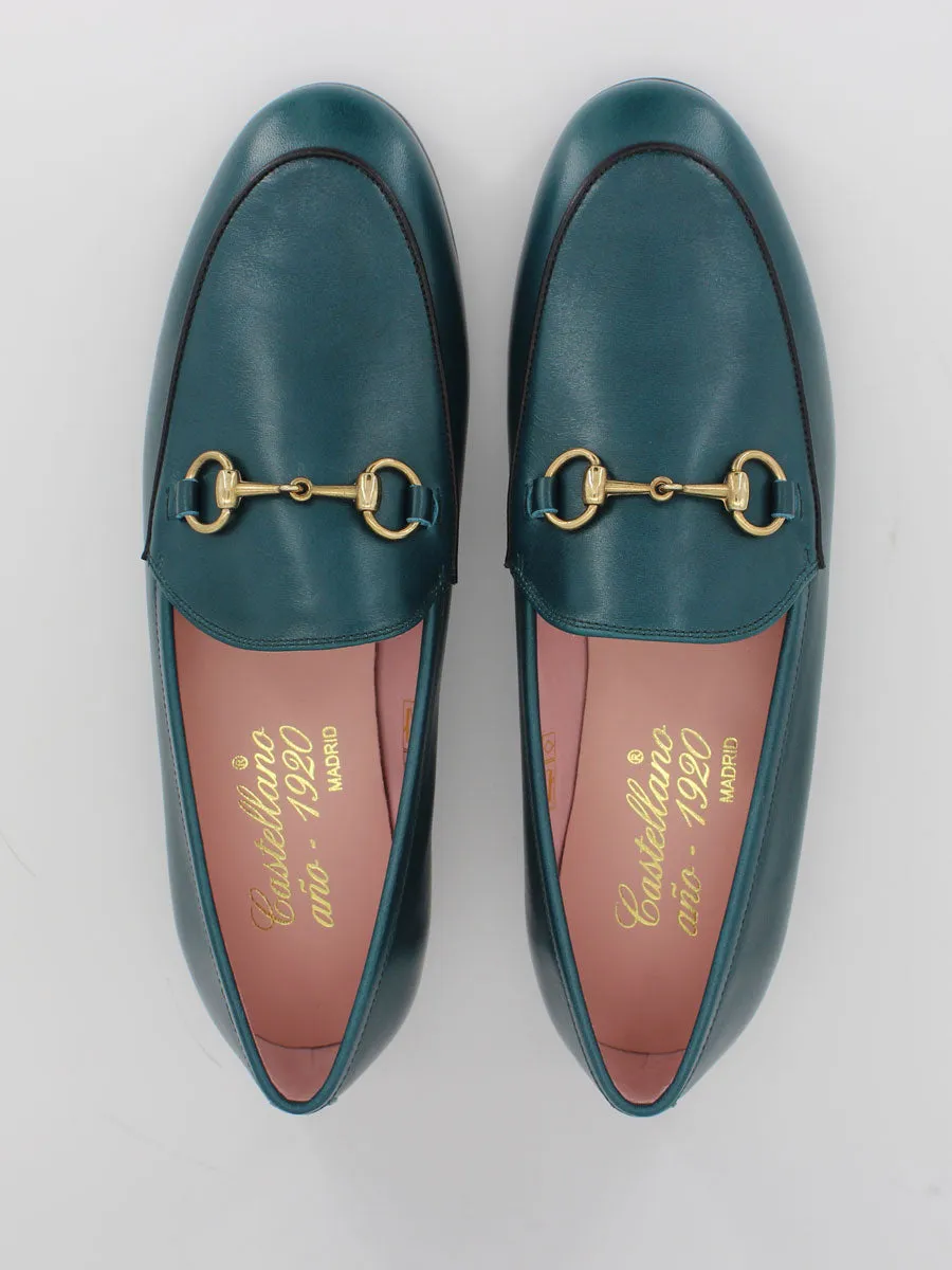 Genova green bottle leather loafers.