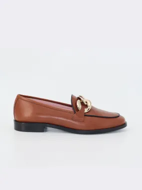 Venus leather chain loafers in brown.