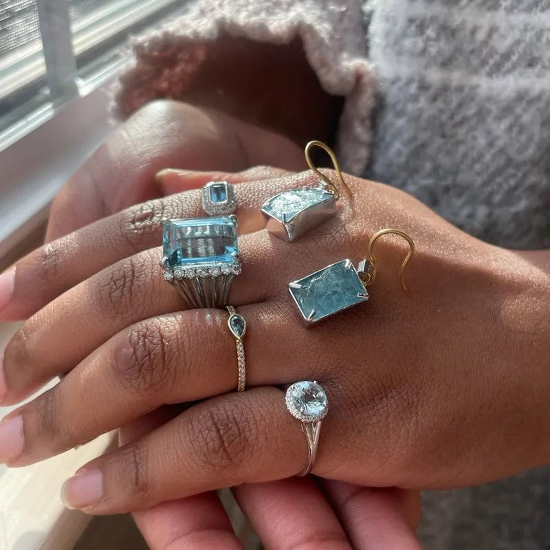 My Story The Lizzo Pear Shaped Bezel Set Aquamarine Ring