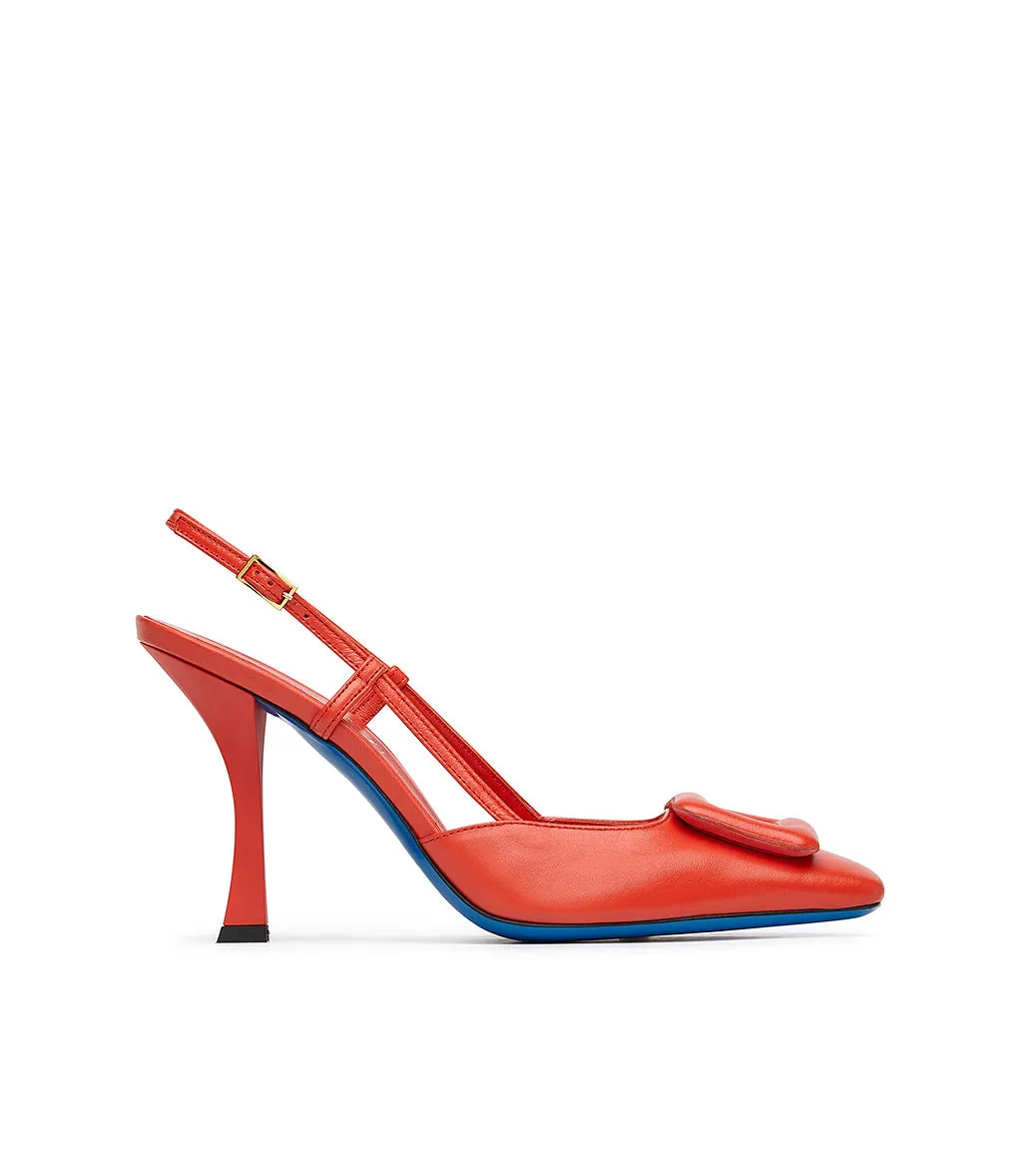 Nappa leather red slingback pumps