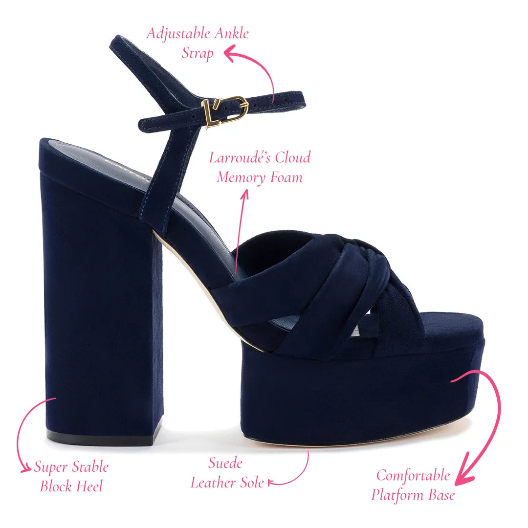 Navy Suede Platform Sandal - Vivienne