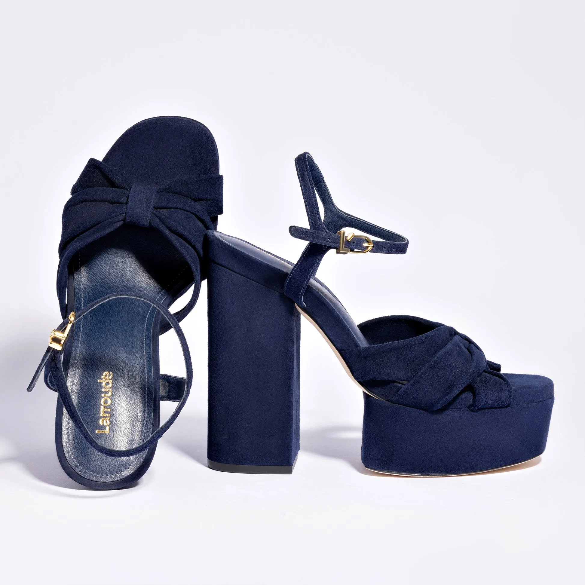 Navy Suede Platform Sandal - Vivienne