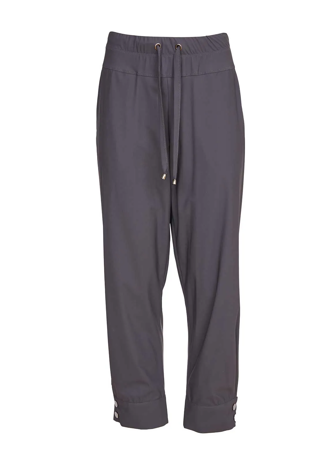 Naya Drawstring Button Cuff Trousers, Anthracite Grey