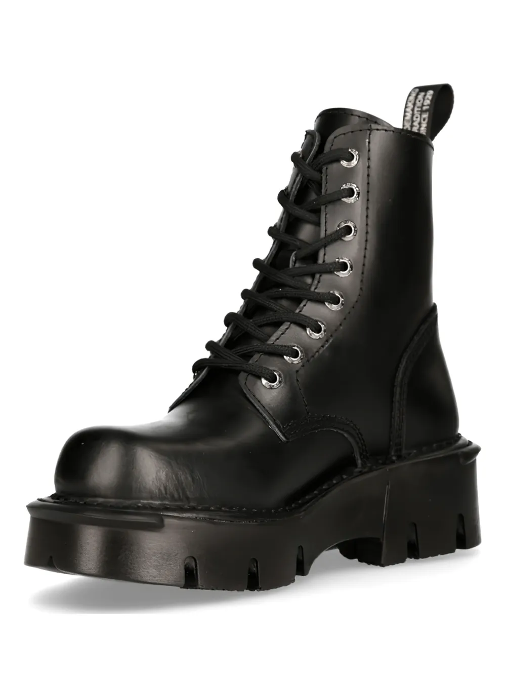 Black Leather Military-Inspired Platform Boots