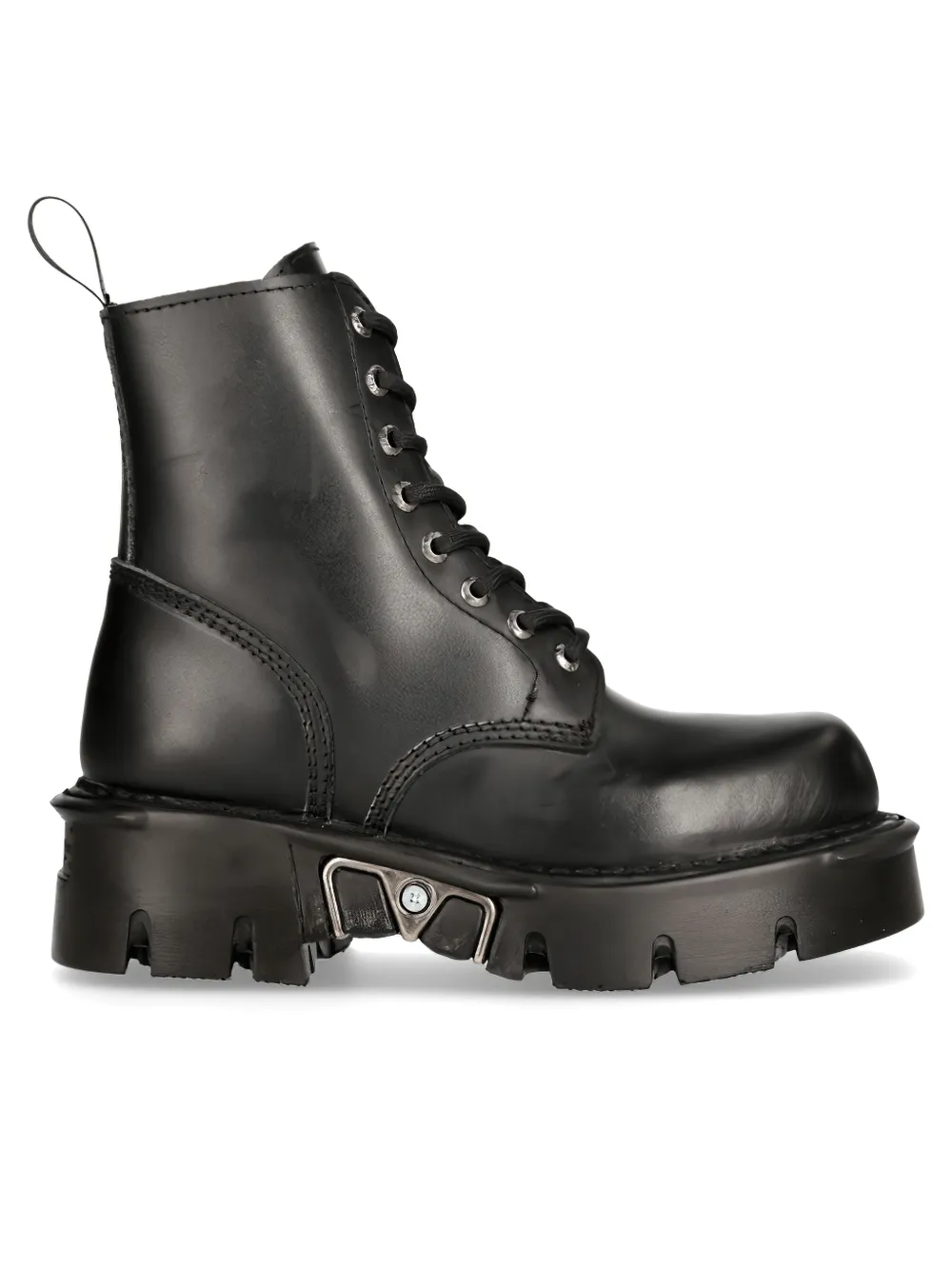 Black Leather Military-Inspired Platform Boots