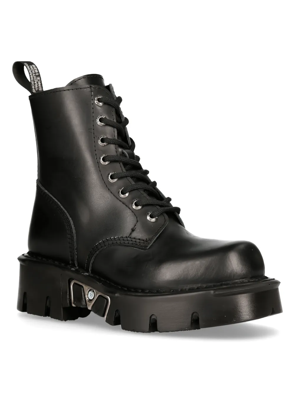 Black Leather Military-Inspired Platform Boots