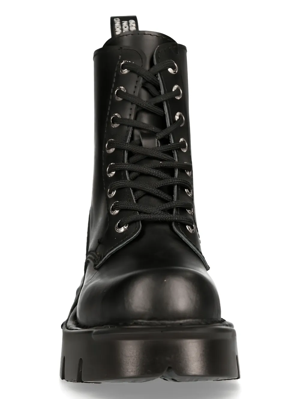 Black Leather Military-Inspired Platform Boots