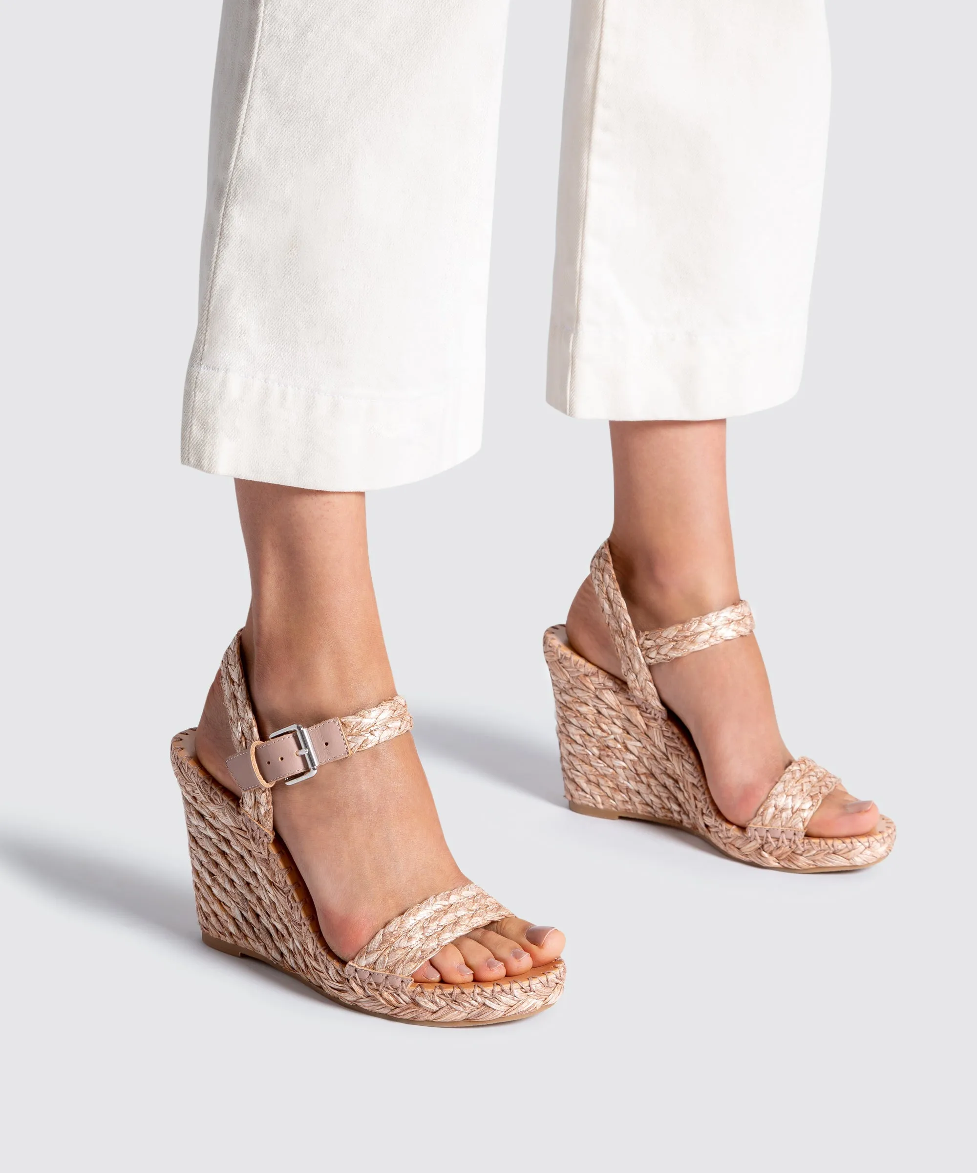 Raffia Wedges in Rose for Women