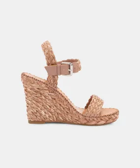 Raffia Wedges in Rose for Women