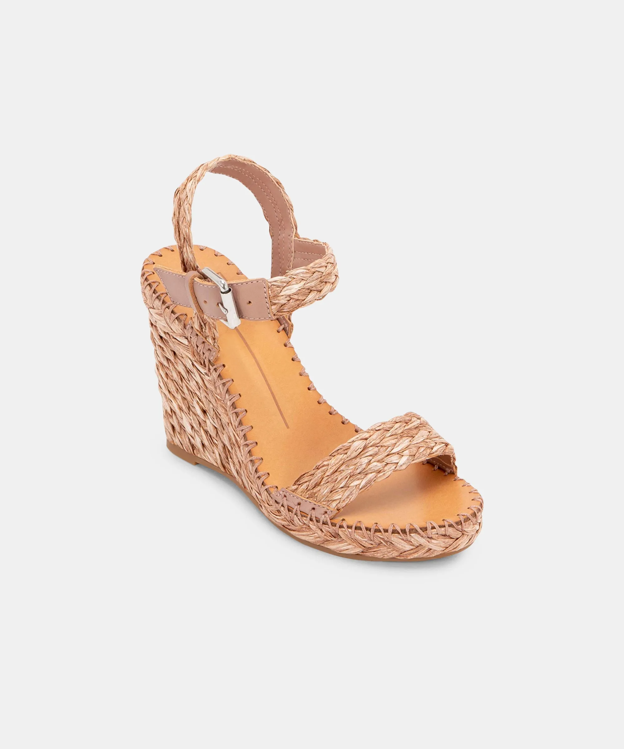 Raffia Wedges in Rose for Women