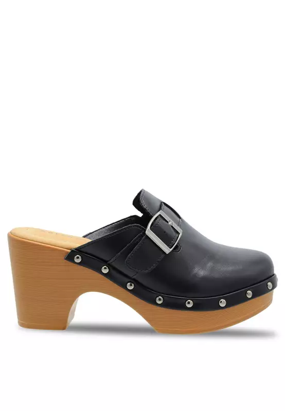 NOVENI Noveni Solid Tone Wooden Casual Heels