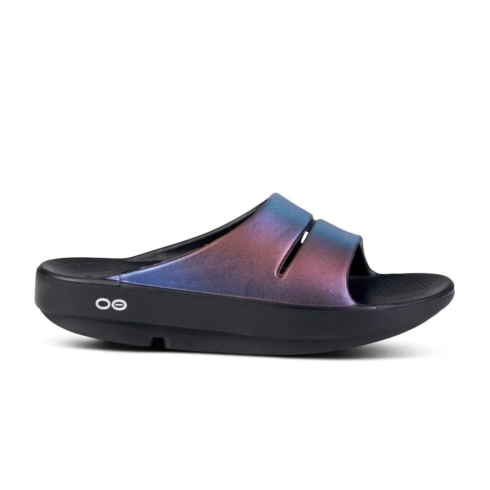 OOFOS Midnight Spectre Women's OOahh Luxe Recovery Slide Sandal