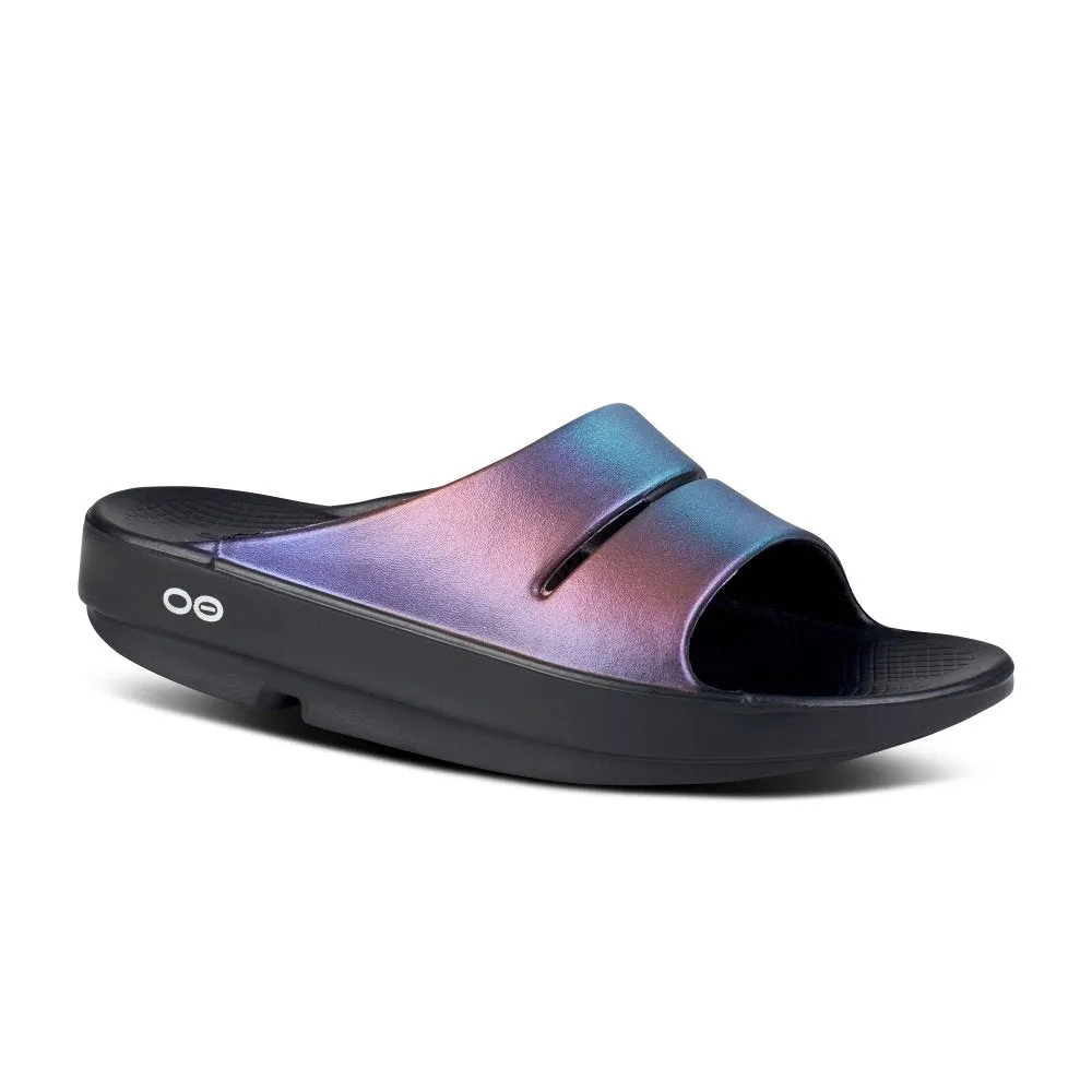 OOFOS Midnight Spectre Women's OOahh Luxe Recovery Slide Sandal