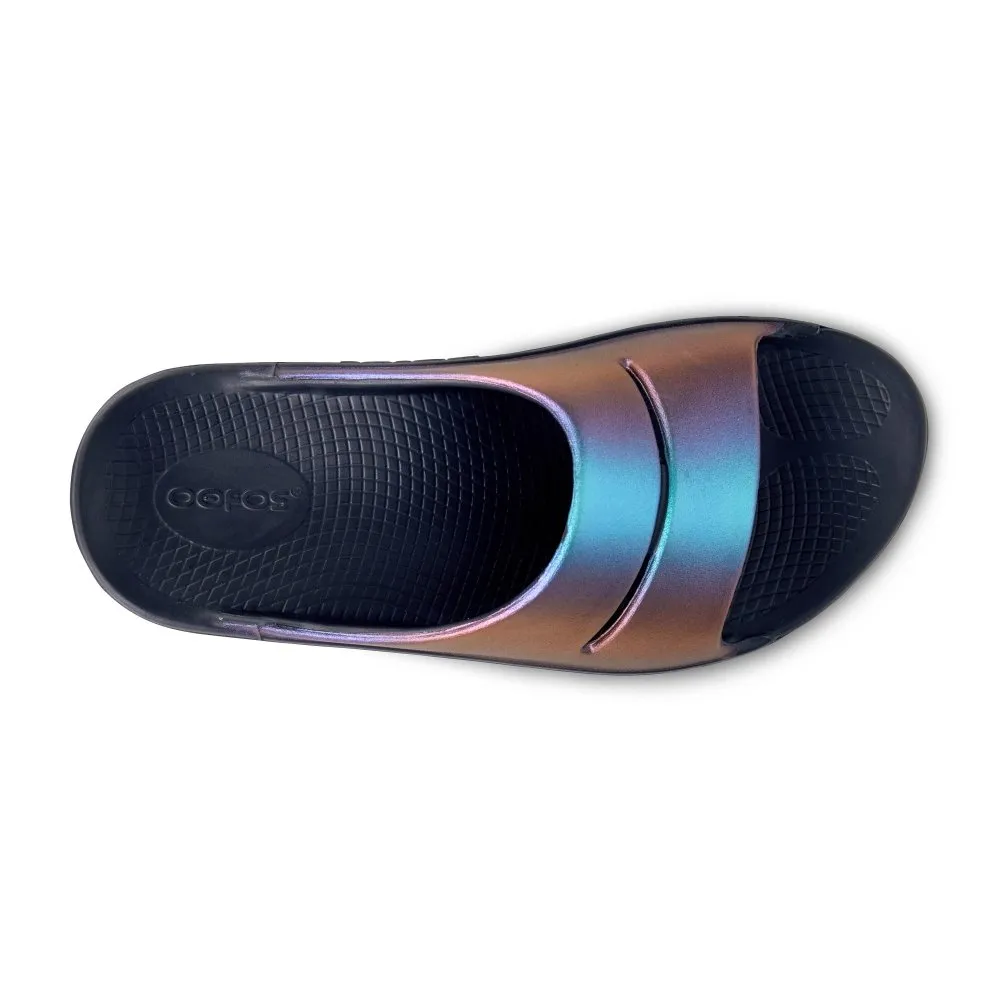 OOFOS Midnight Spectre Women's OOahh Luxe Recovery Slide Sandal