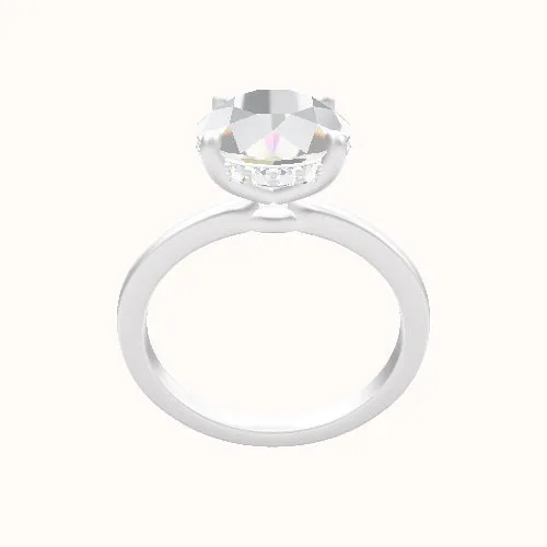 Open Solitaire Engagement Ring With Low Set Pave  Hidden Halo Head