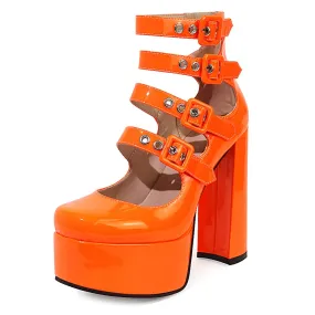 Orange High-End Designer Pumps