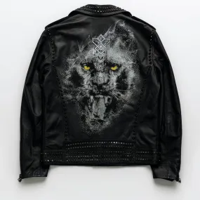 Panther Edition Black Studded Leather Jacket