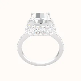 Pave Cathedral Engagement Ring With Low Set Waterfall Halo Head