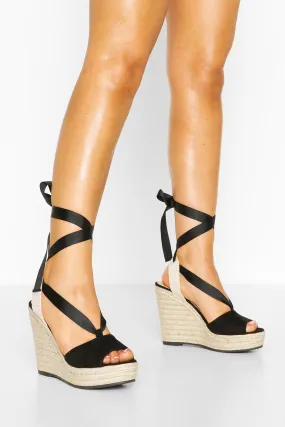 Peep Toe Ankle Wrap Espadrille Wedges