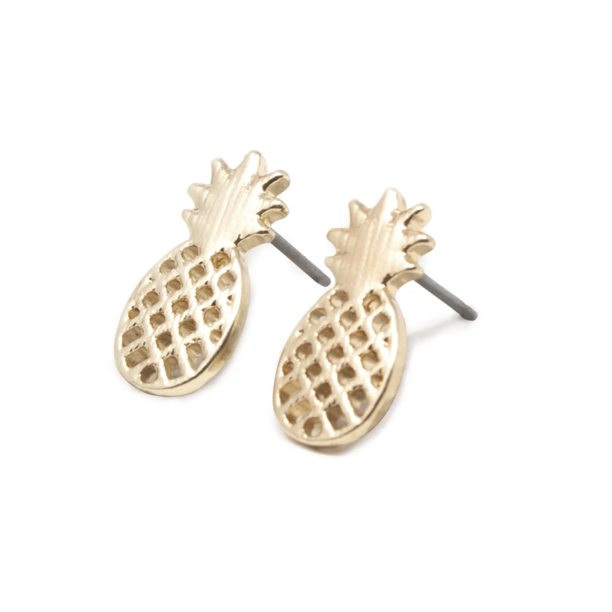 Gold Tone Pineapple Earrings