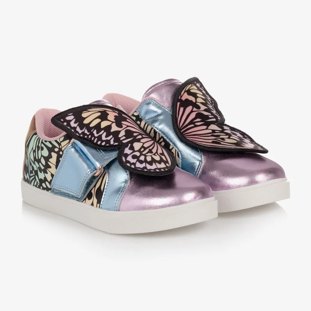 Pink Leather Butterfly Trainers