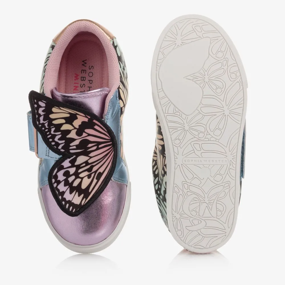 Pink Leather Butterfly Trainers