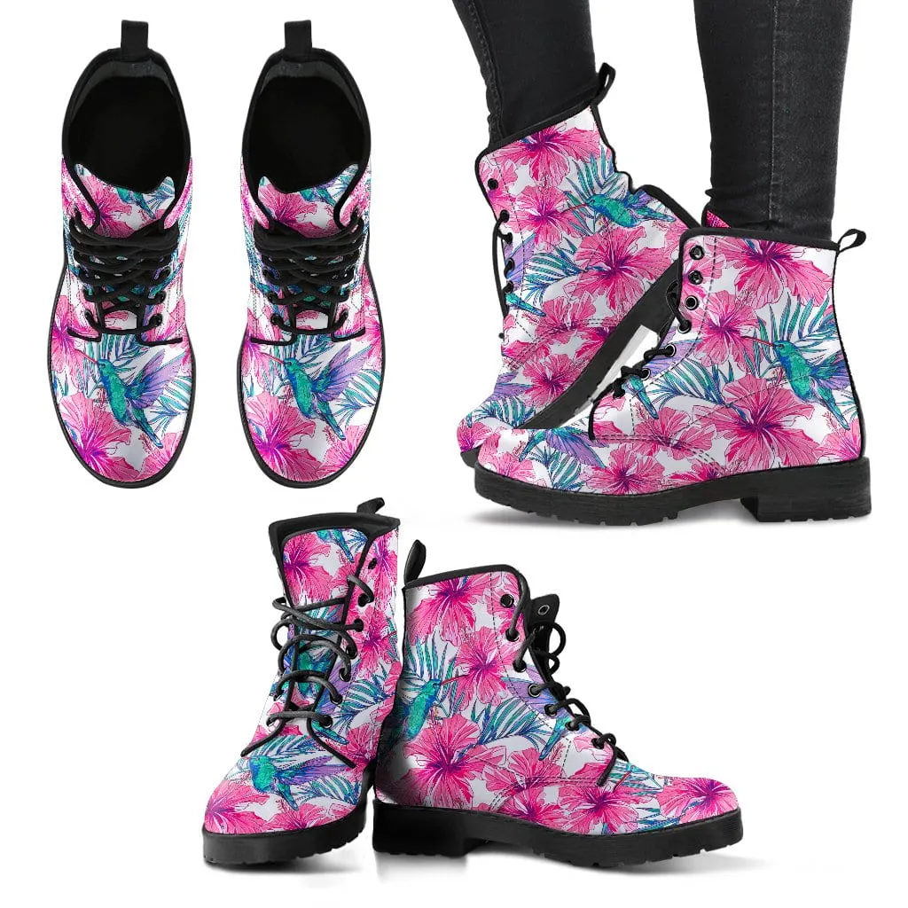 Tropical Hummingbird Boots in Pink