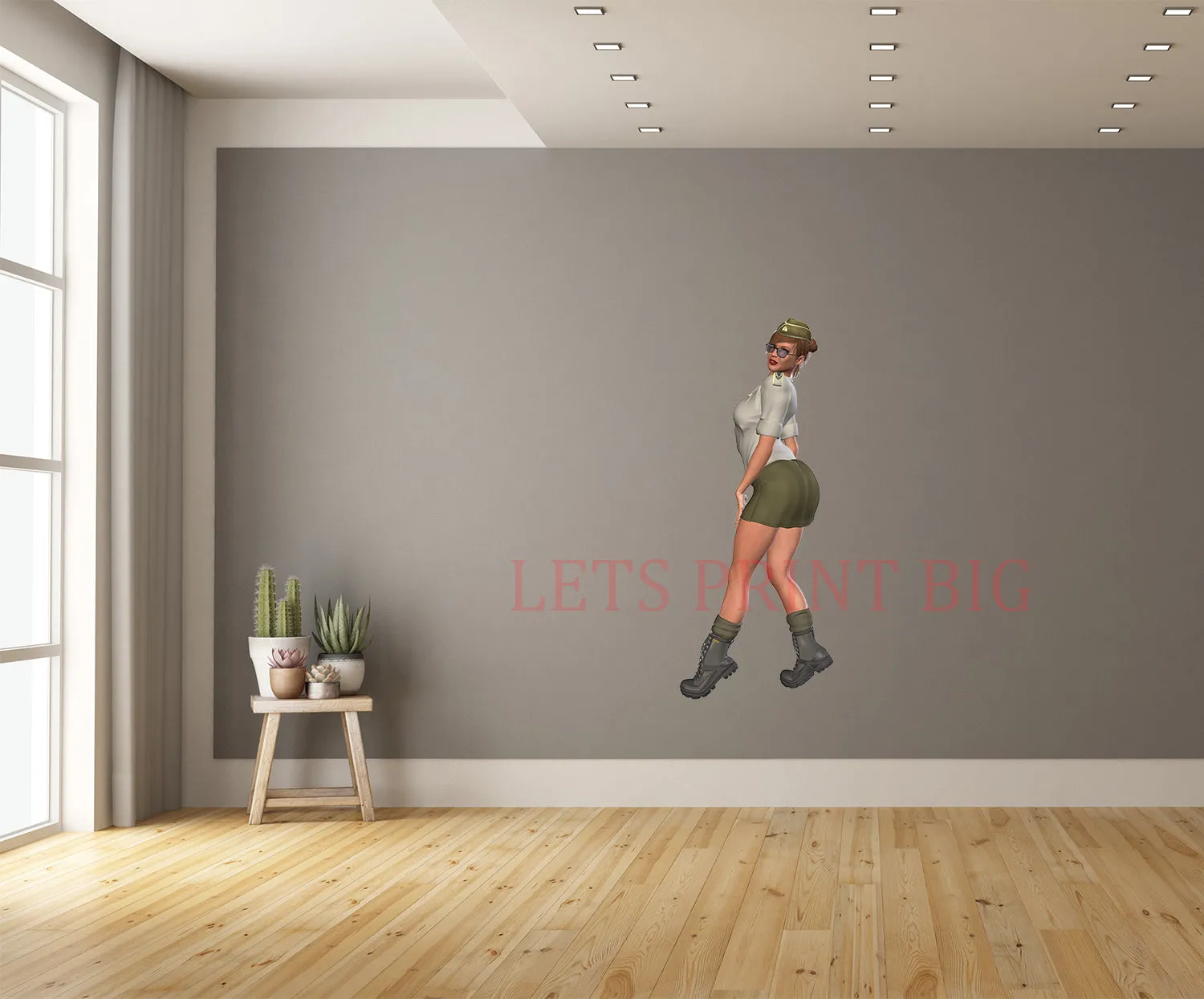 Pinup Army Girl Wall Art Decal