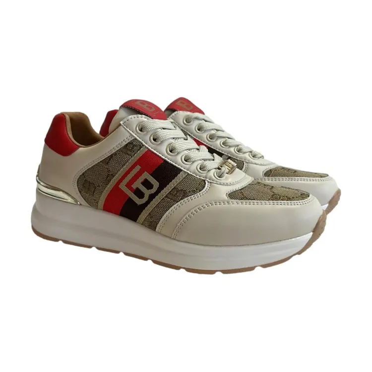 Platform Laura Biagiotti 8408 Beige Red Sneakers for Women