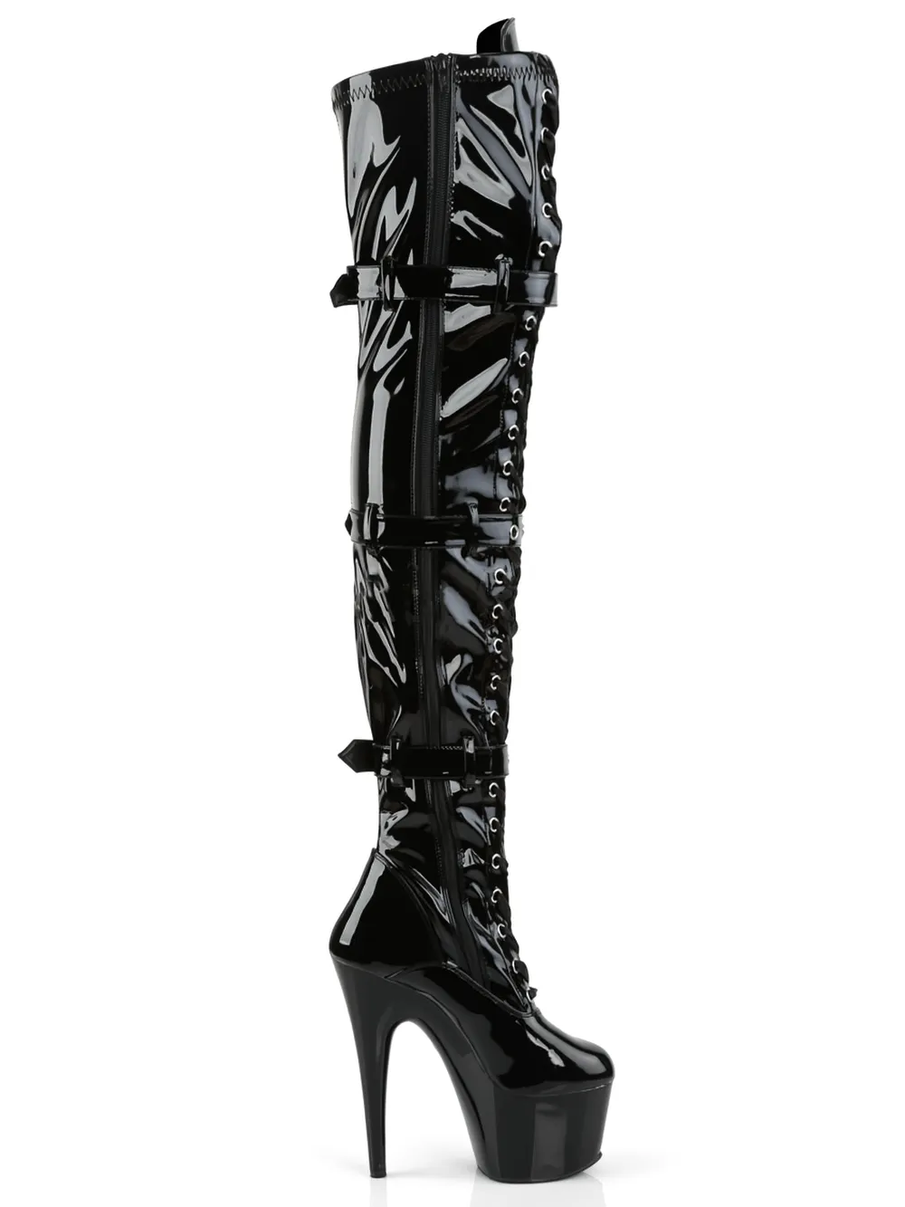 Thigh-High Buckled Platform Stiletto Boots