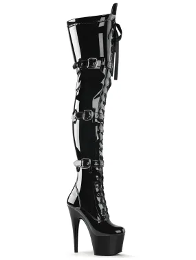 Thigh-High Buckled Platform Stiletto Boots