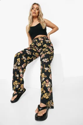 Plus Floral Print Wide Leg Trousers