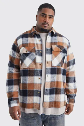 Plus Longsleeve Regular Flannel Shirt Jacket