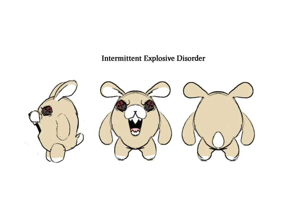 Plush Rabbit with Intermittent Explosive Disorder - Stuffed Animal