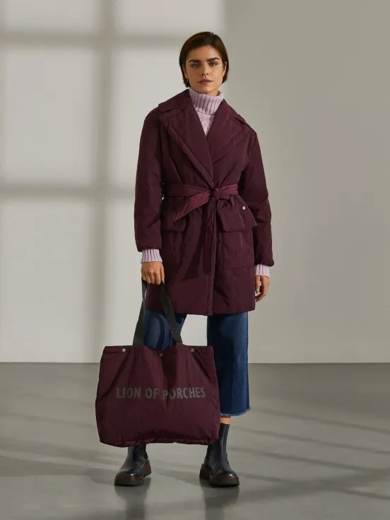 Quilted jacket with handbag