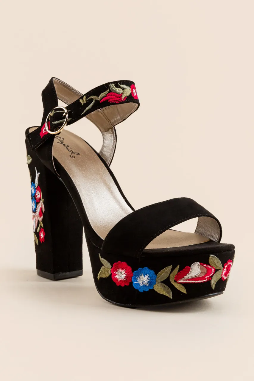 Embroidered Platform Wedges