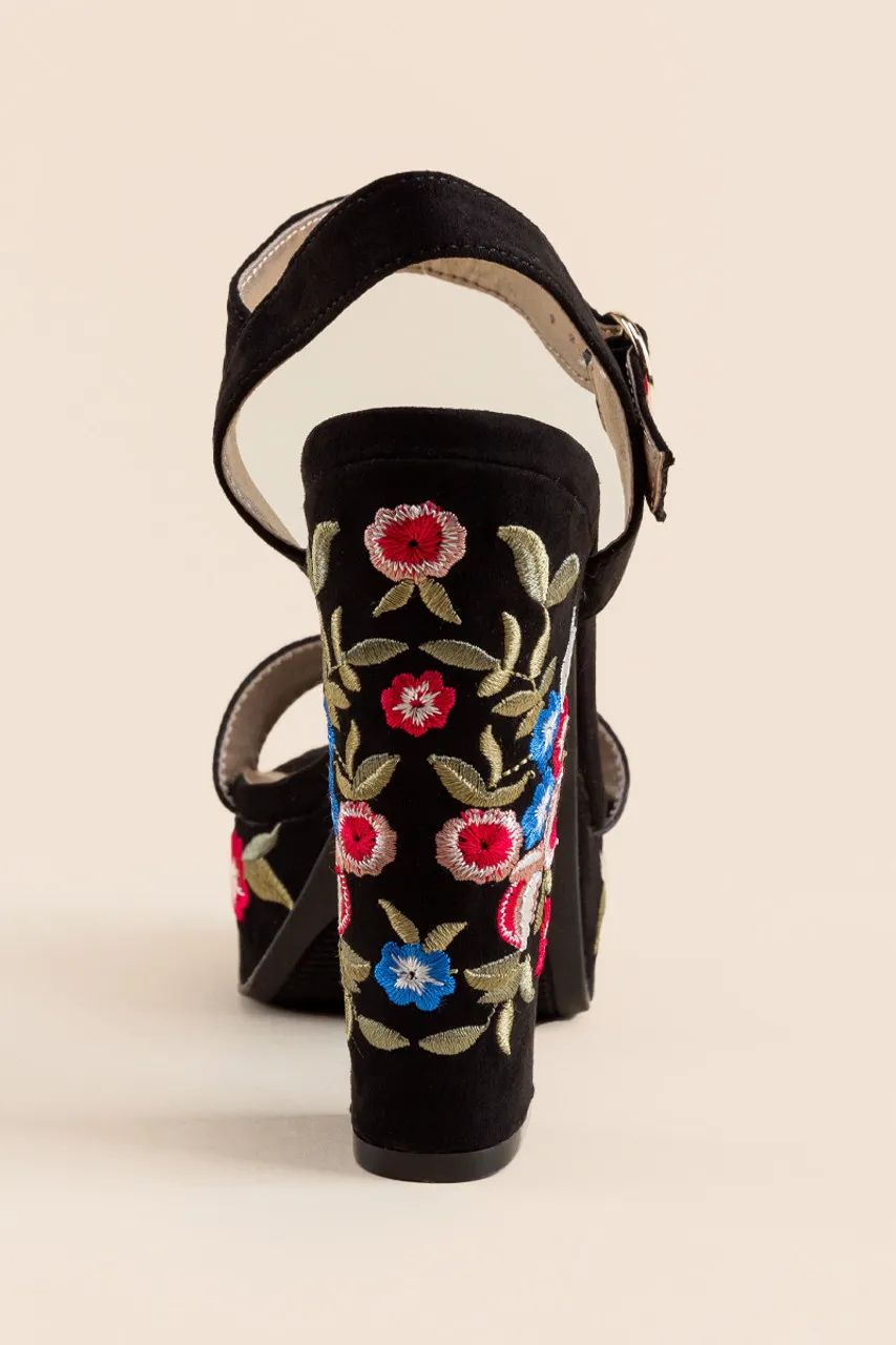 Embroidered Platform Wedges