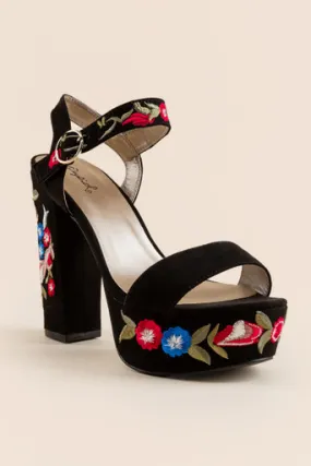 Embroidered Platform Wedges